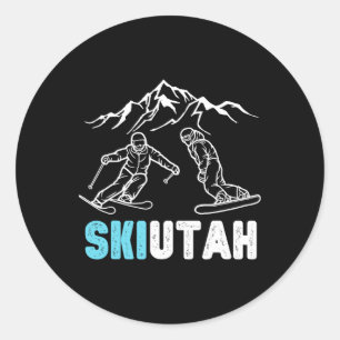 Ski Utah Skiing Snowboarding Vacation Souvenir Classic Round Sticker
