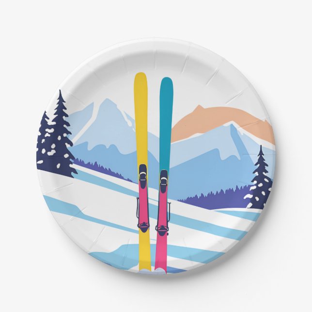 Ski Vacation Paper Plate (Front)