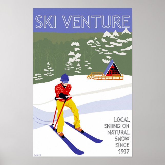 Ski Venture Poster 12"x18" Archival Paper (Front)