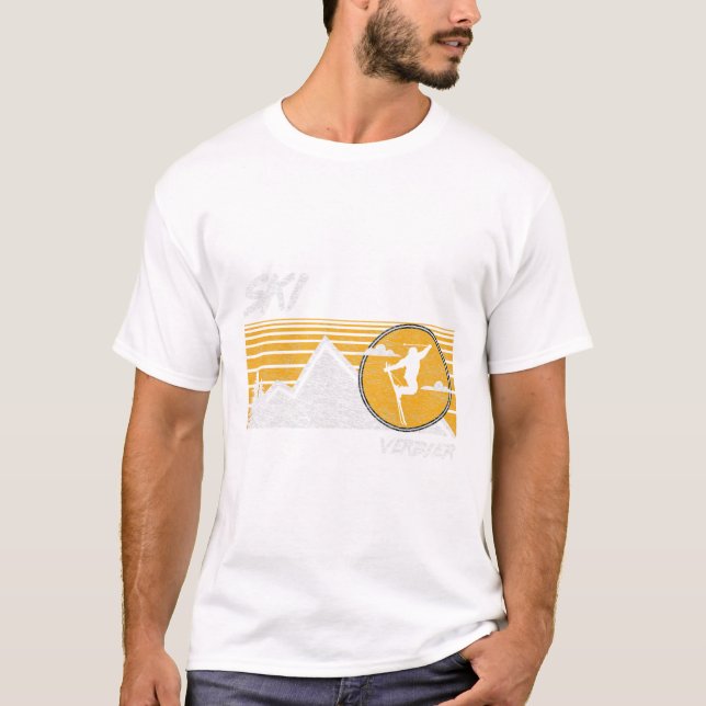 Ski Verbier Retro Switzerland Skiing Tee  (Front)