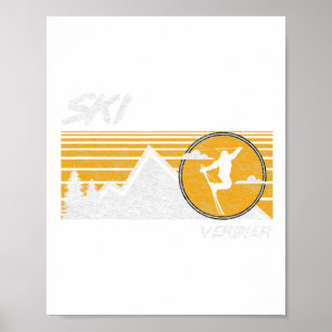 Ski Verbier Retro Switzerland Skiing Tee Poster
