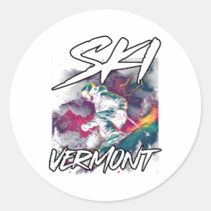 Ski Vermont Downhill Skiing Adventure Skiing Vermo Classic Round Sticker