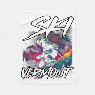 Ski Vermont Downhill Skiing Adventure Skiing Vermo Fleece Blanket