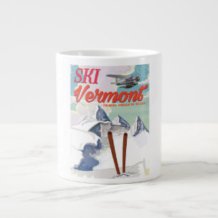 Ski Vermont retro vacation poster Large Coffee Mug