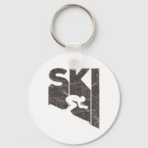 Ski Vintage Skier Retro Skiing Lover Downhill Ski Key Ring