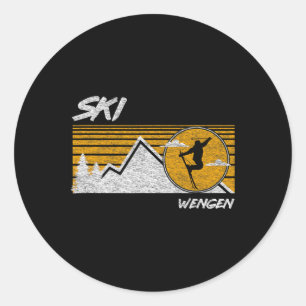 Ski Wengen Retro Switzerland Skiing Tee Classic Round Sticker