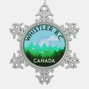 Ski Whistler British Columbia Canada Skiing Snowflake Pewter Christmas Ornament