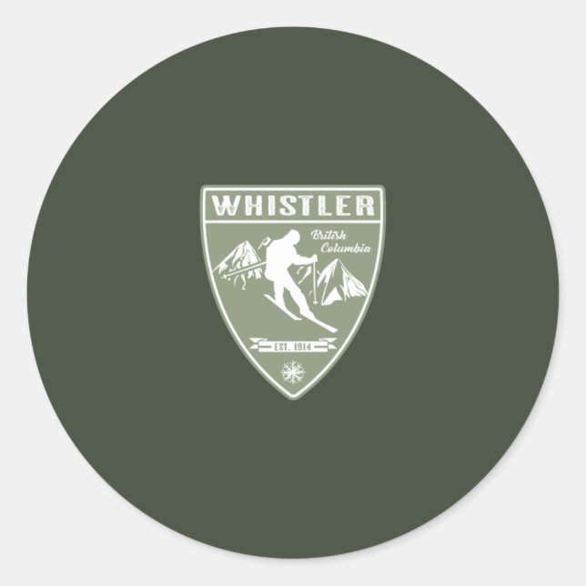 Ski Whistler British Columbia Classic Round Sticker (Front)