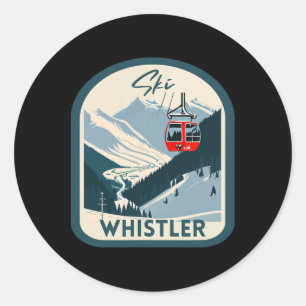 Ski Whistler Retro Vintage Style Whistler Skiing Classic Round Sticker