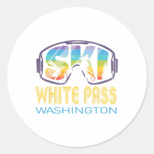 Ski White P Washington Skiing Vacation  Classic Round Sticker