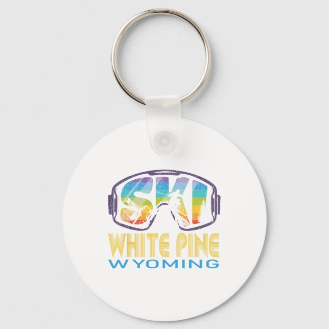 Ski White Pine Wyoming Skiing Vacation  Key Ring (Front)