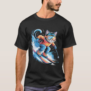 Ski winter sport skier funny skiing cat T-Shirt