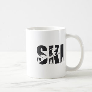 Ski Winter Sports Enthusiasts Kiing With Mountain Coffee Mug