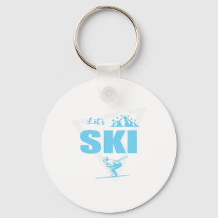 Ski Winter Vacation Skiing Slope Outline Text Ski Key Ring