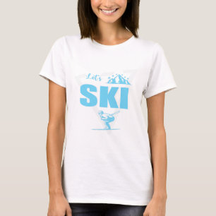 Ski Winter Vacation Skiing Slope Outline Text Ski T-Shirt