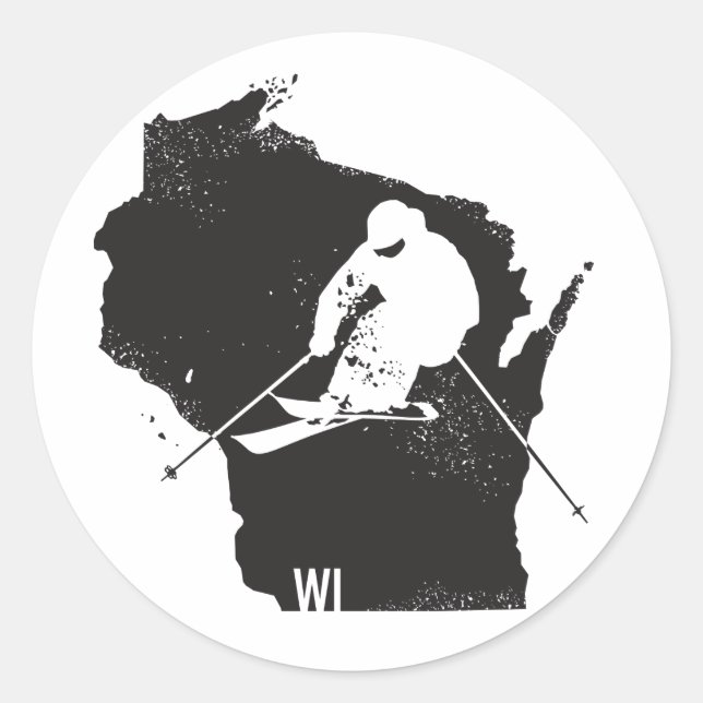 Ski Wisconsin Classic Round Sticker (Front)