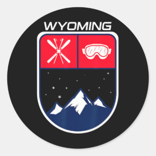 Ski Wyoming Mountain Skiing Trail Skier Goggle Pol Classic Round Sticker