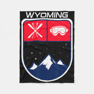 Ski Wyoming Mountain Skiing Trail Skier Goggle Pol Fleece Blanket