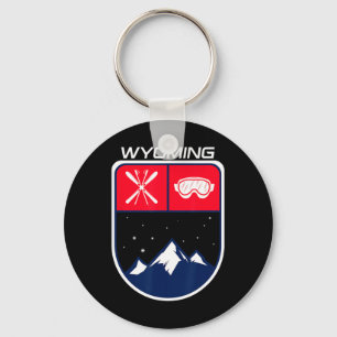 Ski Wyoming Mountain Skiing Trail Skier Goggle Pol Key Ring