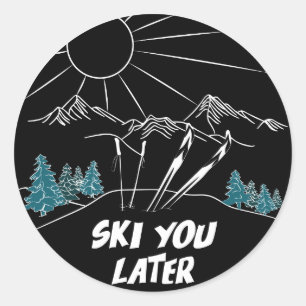 Ski You Later Funny Ski Pun Classic Round Sticker