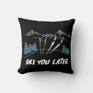 Ski You Later Mountains Winter Sports Cushion