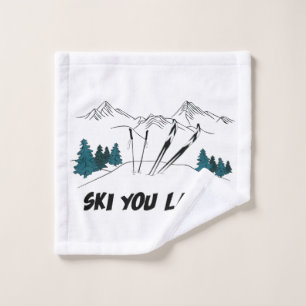 Ski You Later Ski Resort Winter Scene Wash Cloth