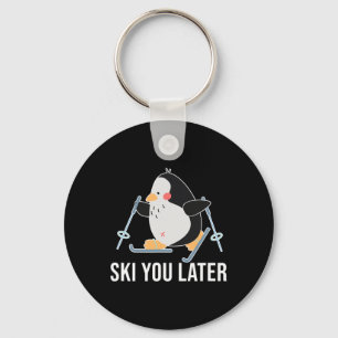 Ski You Later Skiing Penguin Winter Snow Christmas Key Ring
