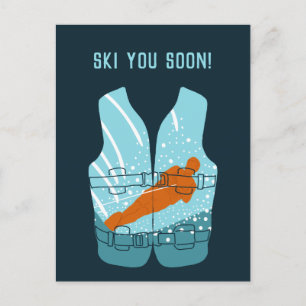 Ski You Soon Custom Message Water-Skiing Postcard
