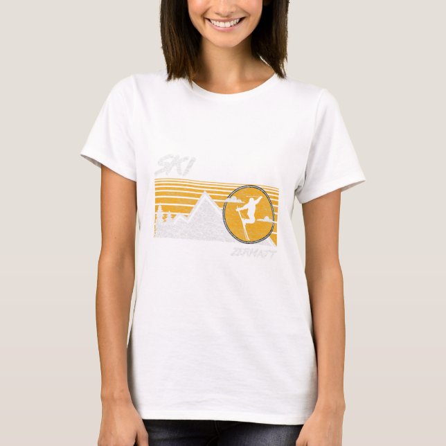 Ski Zermatt Switzerland Retro Skiing Tee  (Front)