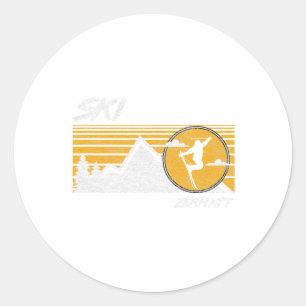 Ski Zermatt Switzerland Retro Skiing Tee Classic Round Sticker