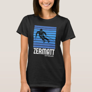 Ski Zermatt Switzerland Winter Sports Vintage Retr T-Shirt