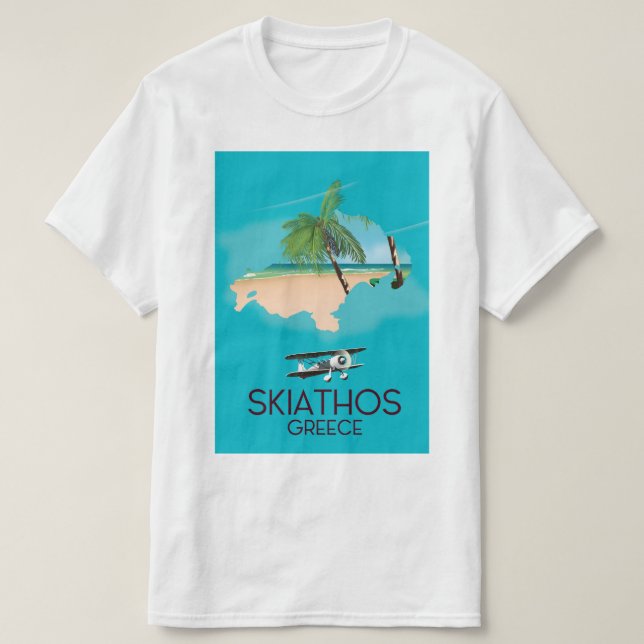 Skiathos Greece travel poster T-Shirt (Design Front)