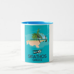Skiathos Greece travel poster Two-Tone Coffee Mug