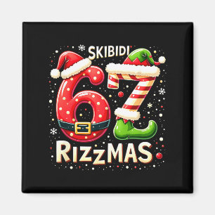 Skibidi 67 Rizzmas Christmas Meme Funny Elf Santa Magnet