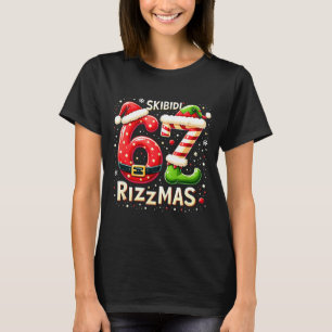 Skibidi 67 Rizzmas Christmas Meme Funny Elf Santa  T-Shirt