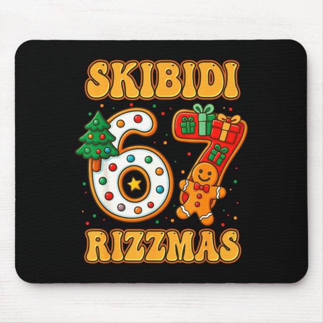 Skibidi 67 Rizzmas Funny Six Seven Meme Christmas  Mouse Pad (Front)