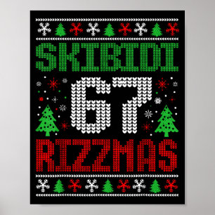 Skibidi 67 Rizzmas Funny Six Seven Meme Christmas  Poster