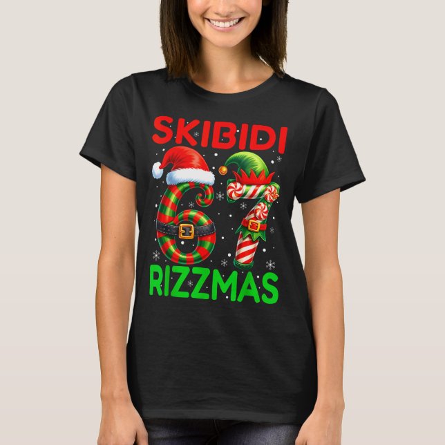 Skibidi 67 Rizzmas Funny Six Seven Meme Christmas  T-Shirt (Front)