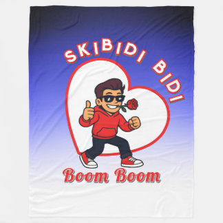 Skibidi Bidi Boom Boom Valentine Meme - Cartoon Fleece Blanket