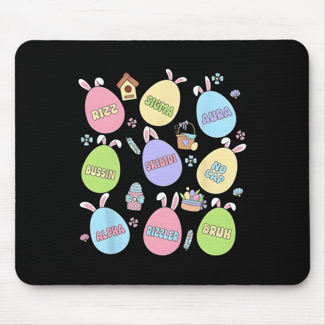 Skibidi Easter Day Egg Hunt Funny No Cap Rizz Meme Mouse Pad (Front)
