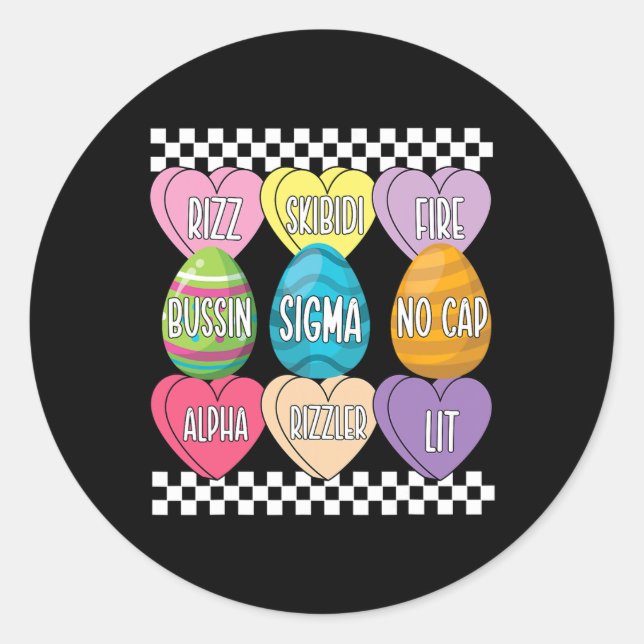 Skibidi Easter Eggs Funny Rizz Meme Easter Candy 2 Classic Round Sticker (Front)