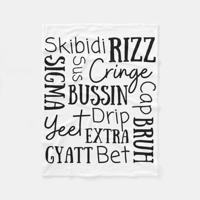 Skibidi Rizz Funny Kids Rizz Bussin Gen Z Christma Fleece Blanket (Front)