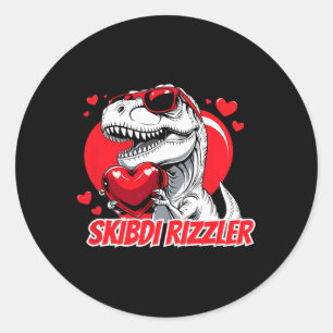 Skibidi Rizzler Trex Valentine Meme Funny Gifts Me Classic Round Sticker