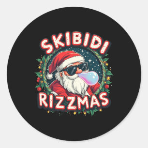 Skibidi Rizzm Celebration Merry Christmas Funny Sa Classic Round Sticker