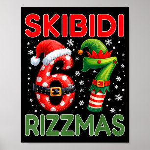 Skibidi Rizzmas 67 Christmas Six Seven Xmas Funny Poster