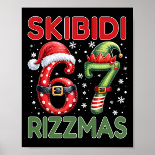 Skibidi Rizzmas 67 Christmas Six Seven Xmas Funny Poster