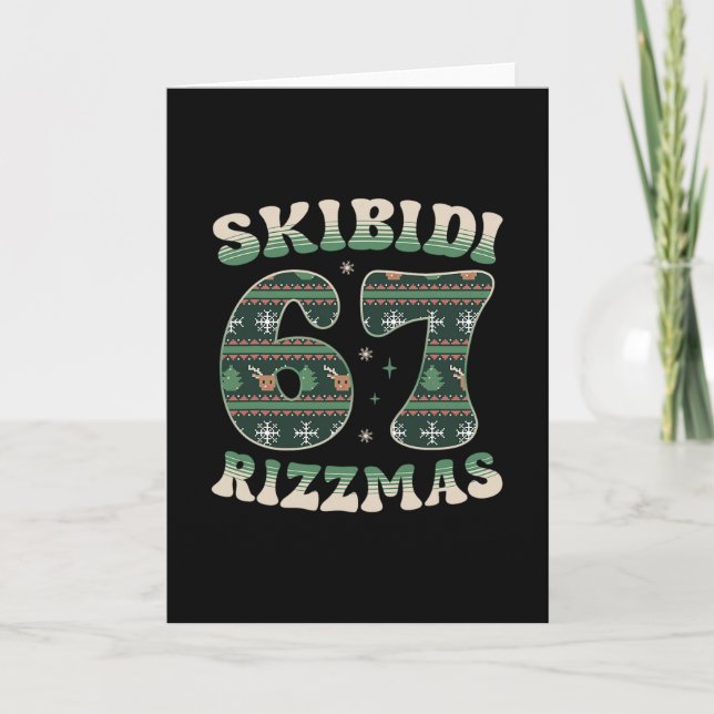 Skibidi Rizzmas 67 Six Seven Meme Ugly Christmas F Card (Front)