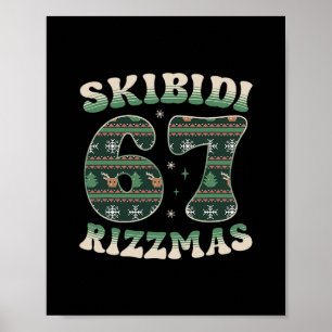 Skibidi Rizzmas 67 Six Seven Meme Ugly Christmas F Poster