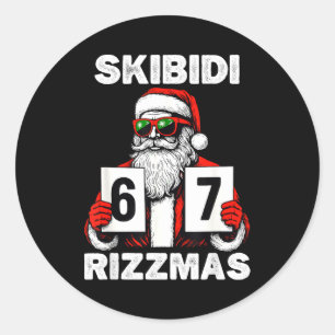Skibidi Rizzmas Christmas 6 7 Funny Santa  Classic Round Sticker