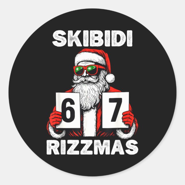 Skibidi Rizzmas Christmas 6 7 Funny Santa  Classic Round Sticker (Front)